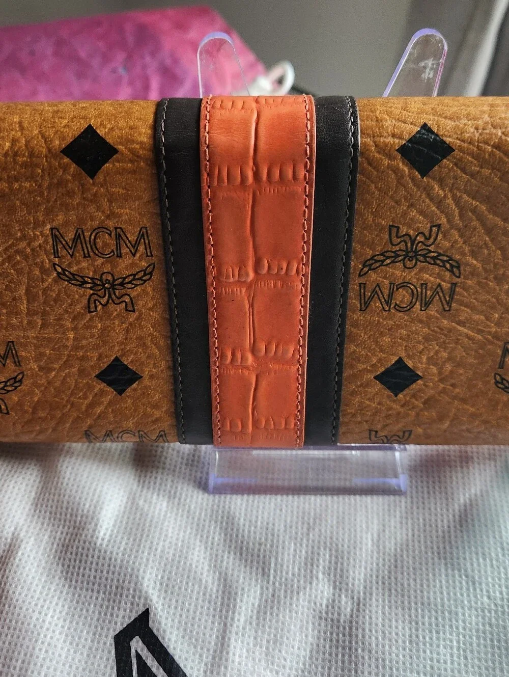 MCM Cognac Monogram Boston satchel 6 pc set EUC